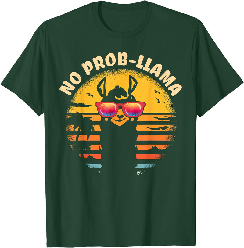 Retro No Prob-Llama & Alpaca Lover Gifts Retro NO Prob-Llama Gift - Vintage Llama Alpaca T-Shirt - Dark Green