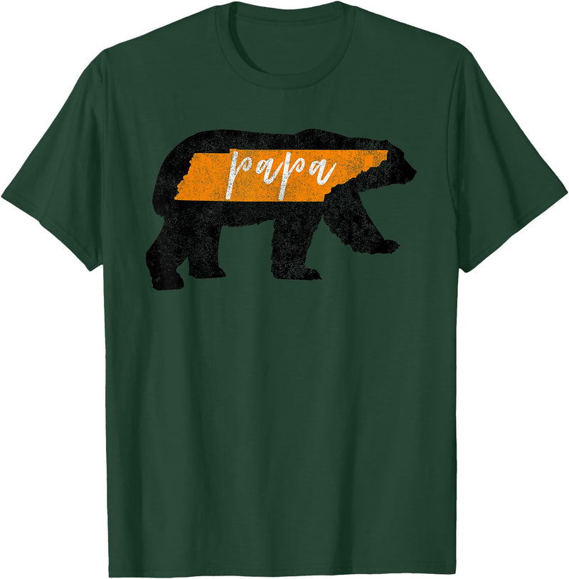Tennessee State Flag and Home Vintage Shirt Co. Mens Papa Bear Tennessee State Flag Vintage Dad Shirt T-Shirt - Dark Green