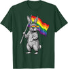 LGBTQ Pride Month Bunny Rainbow Gay Flag LGBT Ally Rabbit T-Shirt in Dark Green
