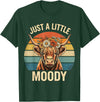 Just A Little Moody Funny Cow Tee Highland Cow Vintage Flower Funny Farm Farmer T-Shirt - Dark Green