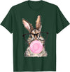 Cute Bunny Glasses Bubblegum Easter Day Girls Kids Boys T-Shirt in Dark Green