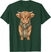 Farmer Cute Women Highland Cow Shirts Cozy Fall Autumn Highland Cow T-Shirt - Dark Green