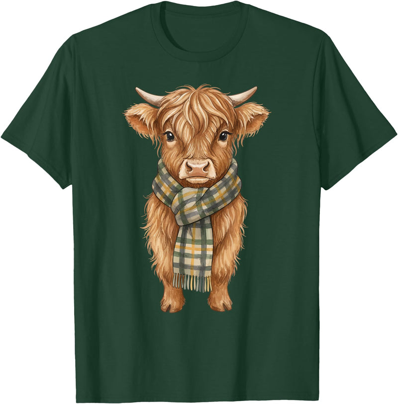 Farmer Cute Women Highland Cow Shirts Cozy Fall Autumn Highland Cow T-Shirt - Dark Green
