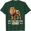 Lions Lion Lovers Shop Just a Boy who loves Lions Lion T-Shirt - Dark Green