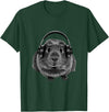 ROSS BOSS Funny Guinea Pig Graphic Tees Guinea Pig Shirt Headphones T-Shirt - Dark Green