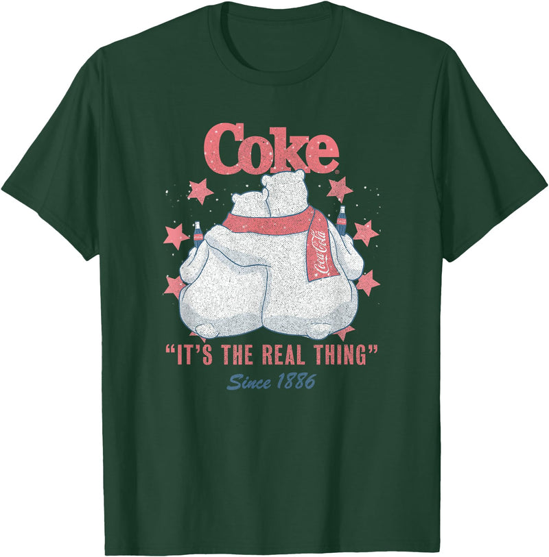 Coca-Cola Fourth of July Polar Bears Real Thing T-Shirt - Dark Green