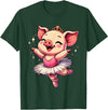 Pig Ballet Dancer Ballerina Pig Dancing T-Shirt - Dark Green
