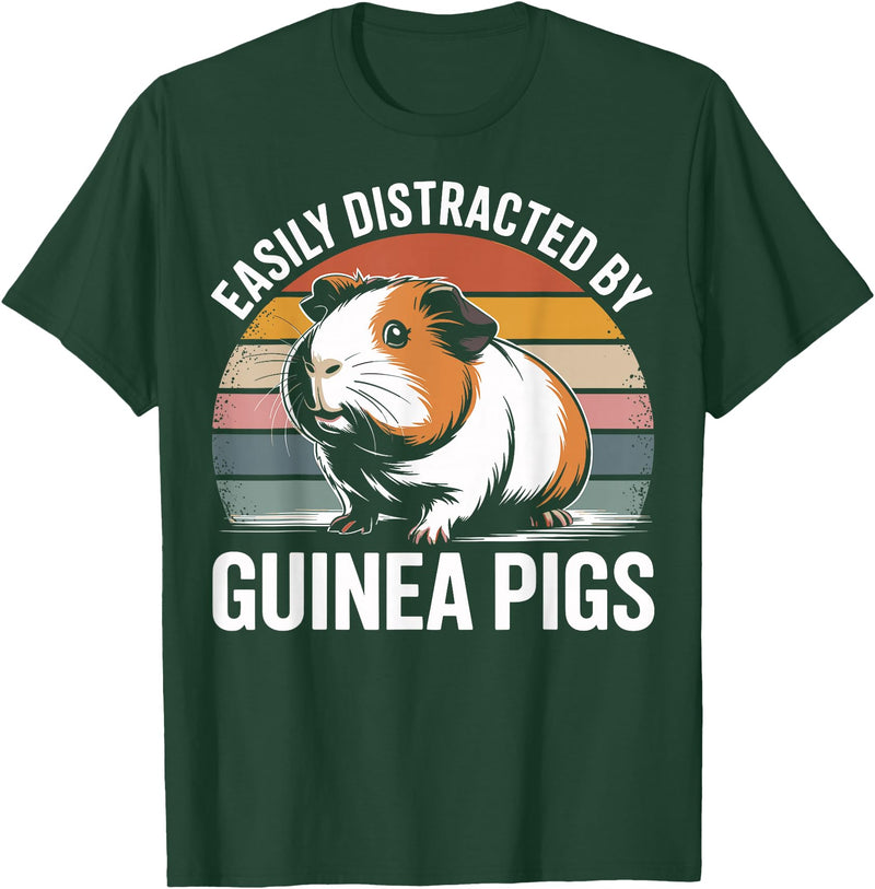 Funny Guinea Pigs Birthday and Deco Designs Easily Distracted By Guinea Pigs Funny Lover T-Shirt - Dark Green