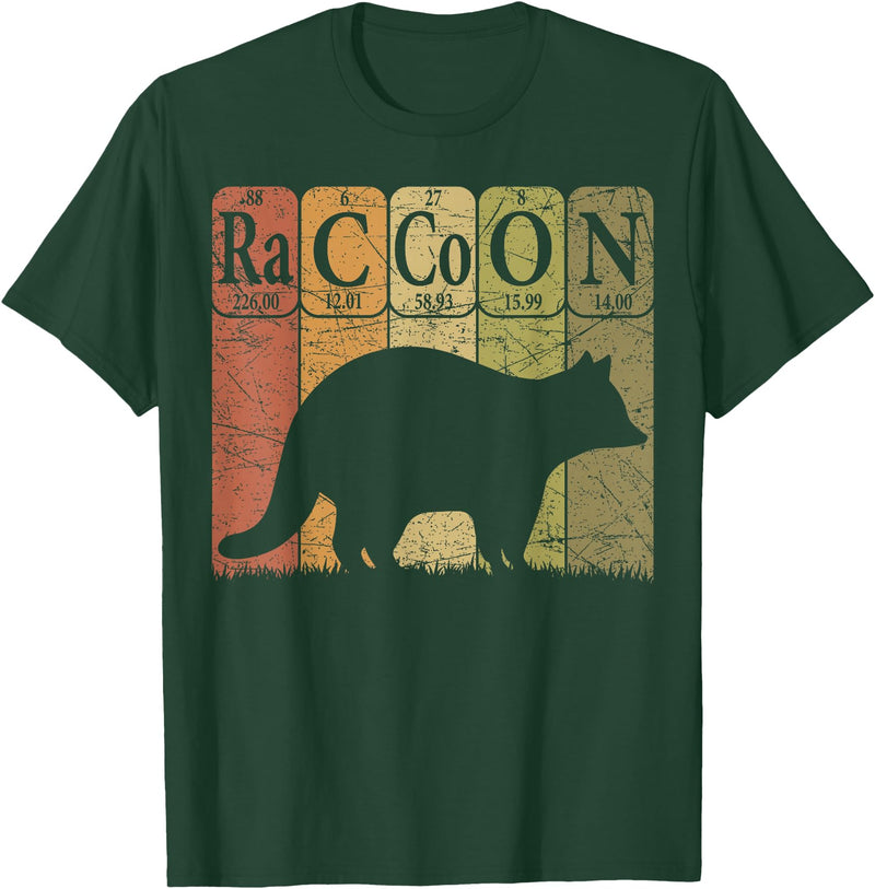 Raccoon Periodic Chemistry Elements Retro Racoon Raccoon Periodic Table Elements Racoon Nerd Vintage T-Shirt - Dark Green