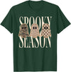 Spooky Season Ghost Halloween Shirt Spooky Season Leopard Camo Checkered Ghost Halloween Fall T-Shirt - Dark Green