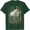 Usa Patriot American Bison Western Bufallo Bison USA Flag American Buffalo 4th of July T-Shirt - Dark Green