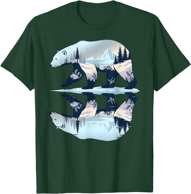 Polar Wildlife Wilderness Lover Polar Bear Arctic Wildlife Nature Animal T-Shirt - Dark Green
