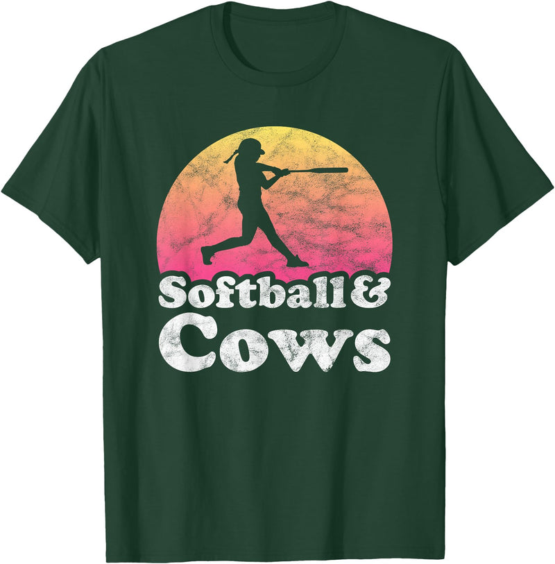 Softball and Cows Apparel Co Softball and Cows Women or Girls Cow T-Shirt - Dark Green