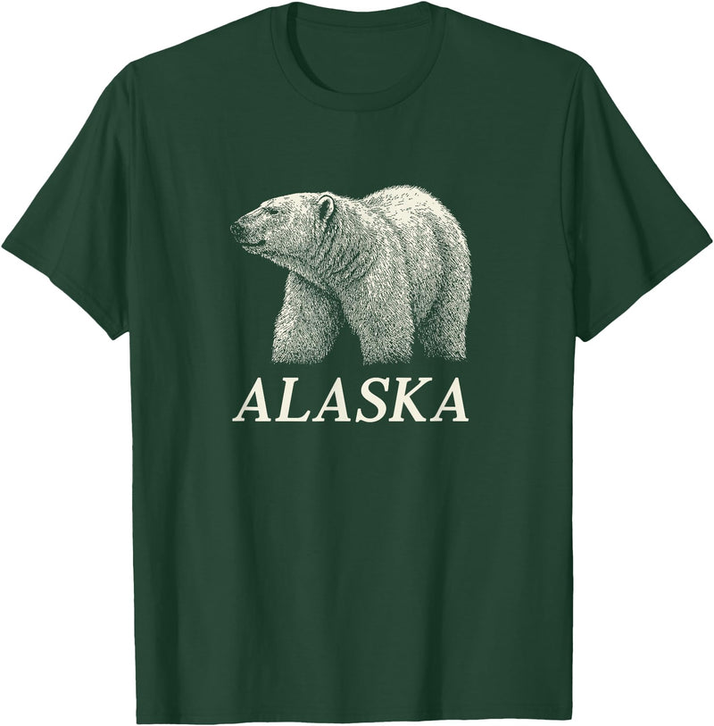 Alaska Souvenirs Shop Alaska Polar Bear Graphic T-Shirt - Dark Green