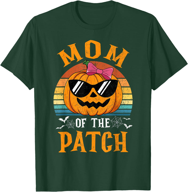 Halloween Pumpkin Patch Family Group Matching Pumpkin Mom Of The Patch Halloween Costume Family T-Shirt - Dark Green