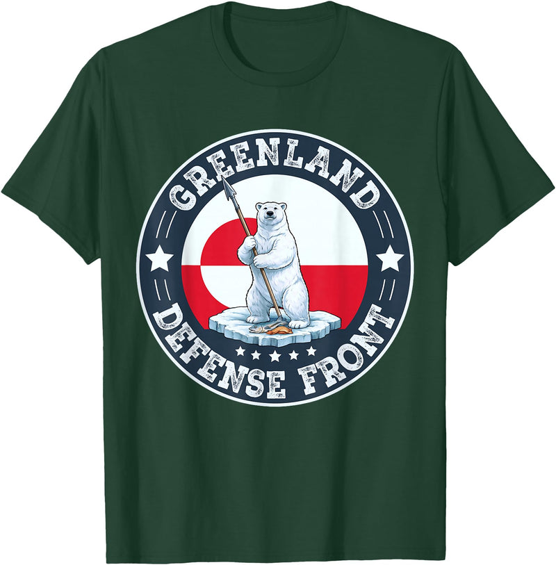 Greenland Defense Front Polar Bear Retro Tees Greenland Guard Polar Bear Spear Arctic Emblem T-Shirt - Dark Green