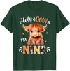 Highland Cow Print 9 Year Old Birthday Gift Holy Cow Im Nine Scottish Highland Cow Print 9th Birthday T-Shirt - Dark Green