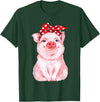Nettes Schwein mit Kopftuch Komisch vio Cute Pig with Headscarf Funny T-Shirt - Dark Green