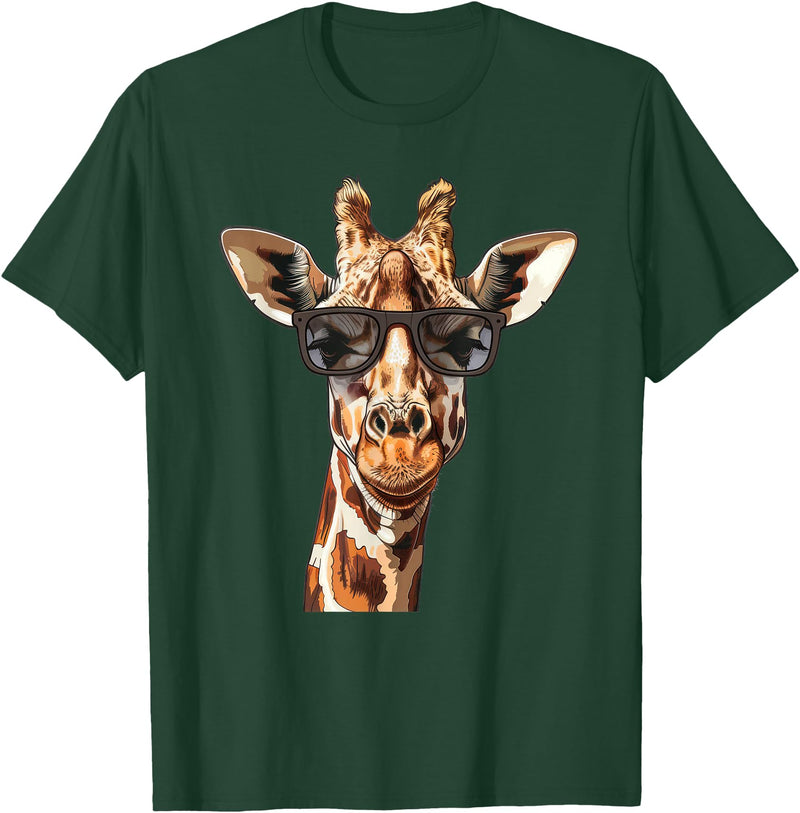 Ägiraffe. Giraffe Sunglasses T-Shirt - Dark Green