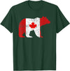Happy Canada Day Polar Bear Flag Retro Tees Co Happy Canada Day Funny Canadian Polar Bear Animal Flag Retro T-Shirt - Dark Green