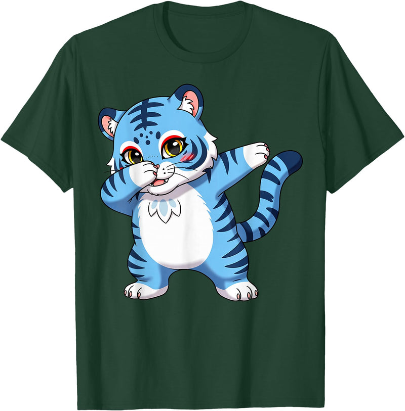 generic Funny Cartoon Korean Tiger for Youth Toddler Kids Boys Girls T-Shirt - Dark Green