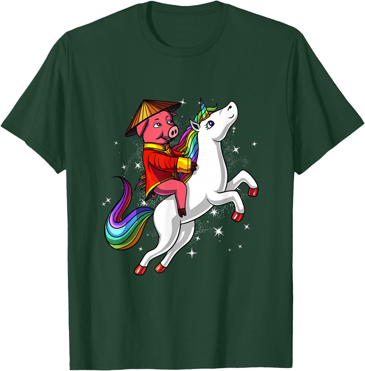 Chinese New Year Shirts 2019 by NS Tees Chinese New Year 2019 Pig Riding Unicorn Gift T Shirt T-Shirt - Dark Green