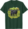 Farm Animal Art by CSForest Black Angus Cow & Cute Calf Farm Animals T-Shirt - Dark Green