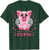 Cupid Animals x Valentine's Day Cupig - Cute Pig Lover Cupid Pun T-Shirt - Dark Green