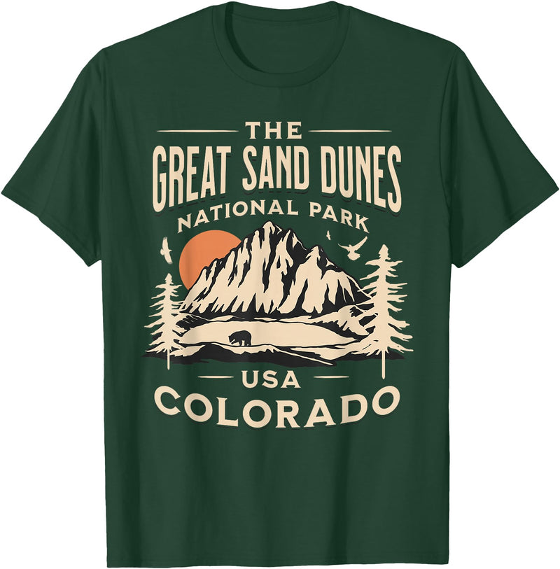 Great Sand Dunes National Park Colorado USA Retro Great Sand Dunes National Park Colorado Hike Outdoors Retro T-Shirt - Dark Green