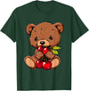 Cute Cherry Animals Cherry Bear Cute Bear Nature Cherry Fruit Artwork Wildlife T-Shirt - Dark Green