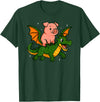 PigAxis1 Pig Animal Lover Dragon Riding Zoo Day Boys Girls Kids T-Shirt - Dark Green