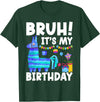 Llama Lover Gift Co. Bruh Its My Birthday Llama Pinata Family Party Boys Girls T-Shirt - Dark Green