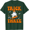 3 Year Old Boy Birthday Gift For Spooky Boys Kids Trick or Three 3rd Halloween Birthday Ghost Skateboarding T-Shirt - Dark