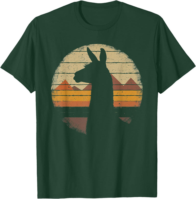 Llama Alpaca - Retro 70s 80s - Birthday Llama Alpaca - Retro 70s 80s Graphic Vintage Men Women T-Shirt - Dark Green
