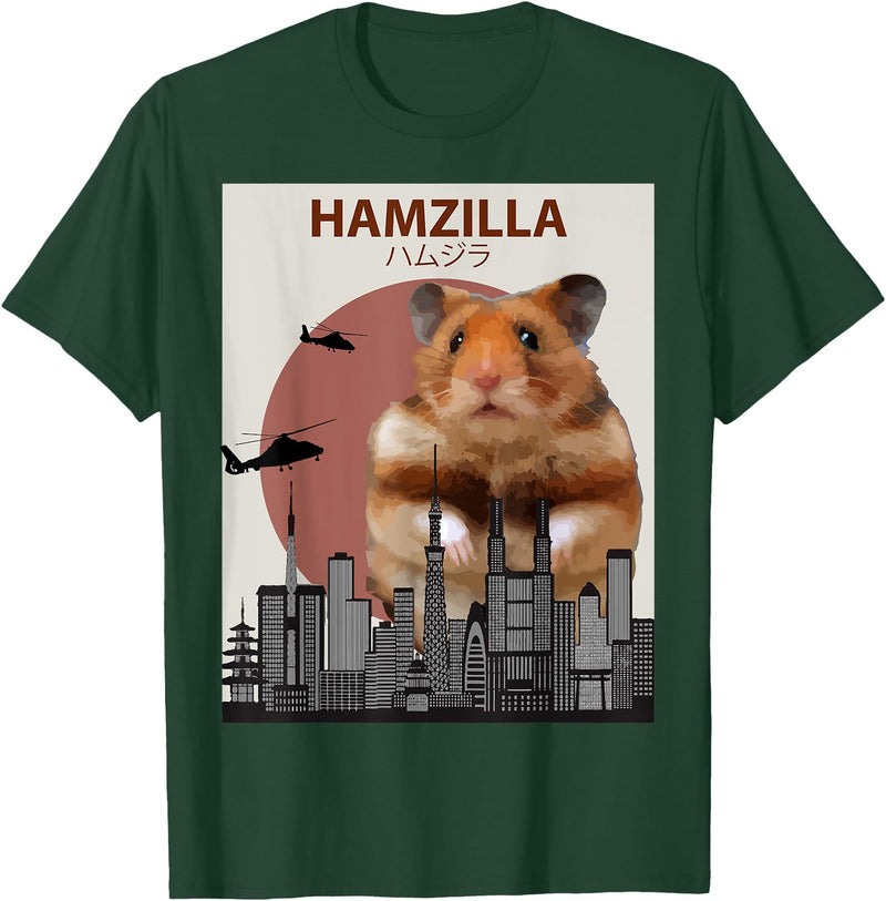 Funny Hamster T-Shirt Hamzilla- Cute Gift for Hamster Lovers T-Shirt - Dark Green
