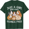 Funny Guinea Pig Lover Guinea Pigs Just a Girl Who Loves Guinea Pig T-Shirt - Dark Green