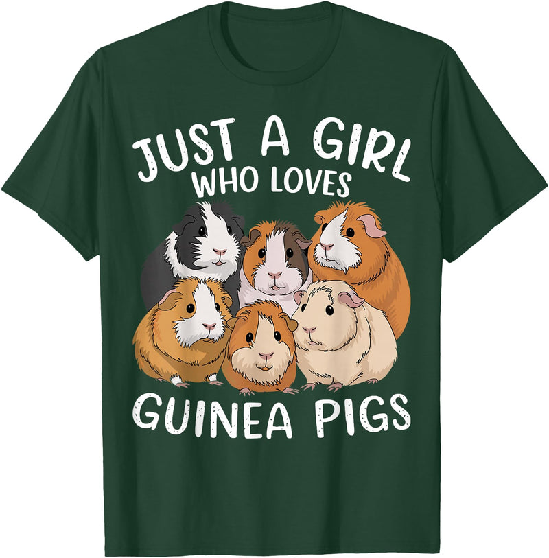 Funny Guinea Pig Lover Guinea Pigs Just a Girl Who Loves Guinea Pig T-Shirt - Dark Green