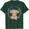 Unique Highland Cow Gifts Girls Cute Baby Highland Cow Design Purple Flowers Farm Toddler T-Shirt - Dark Green