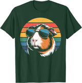 Guinea Pig Lover Gifts & Tees Retro Guinea Pig Sunglasses Flag Guinea Pig T-Shirt - Dark Green
