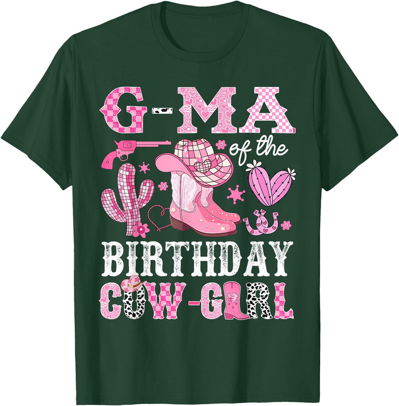 Pink Western Cowgirl Bday Party Family Matching G-Ma Of The Birthday Cow-Girl Rodeo Cowgirl Bday T-Shirt - Dark Green