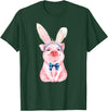Dibble Dabble Easter Designs Adorable Easter Pig with Easter Bunny Ears - Easter Pig T-Shirt - Dark Green
