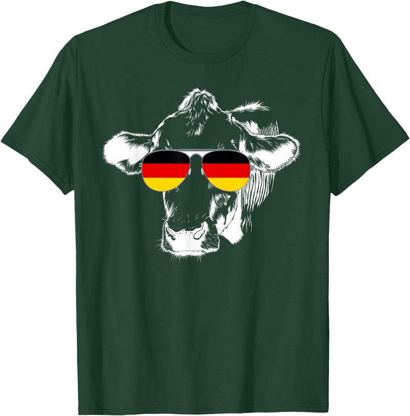 Oktoberfest German Flag Cow Sunglasses Germany Funny Cute T-Shirt - Dark Green