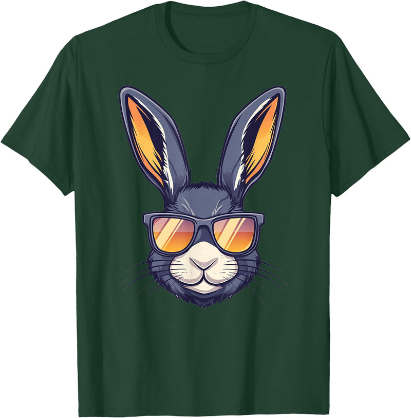 Bunny Rabbit Wearing Sunglasses Easter Funny Graphic T-Shirt in Dark Green