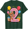 2nd Girls, Boys Bear 2 Birthday Bear 2nd birthday for boy girl 2 years old second two Bear T-Shirt - Dark Green
