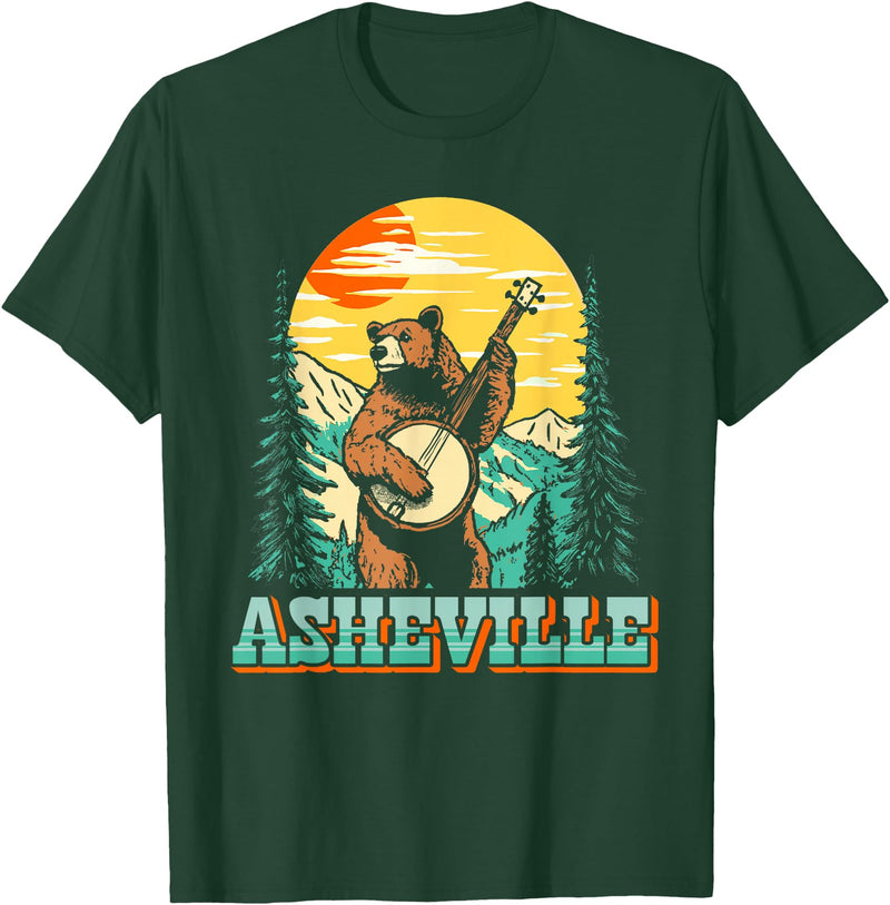 The Thrift Garage Asheville North Carolina Banjo Bear Vintage Nature T-Shirt - Dark Green