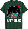 Autism Awareness Neurodiversity Support Apparel Papa Bear Autism Awareness Puzzle Neurodiversity Support T-Shirt - Dark Green