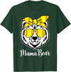 Mama Bear Face Apparel Softball Mama Bear With Sunglasses Bandana Momma Mothers Dy T-Shirt - Dark Green