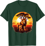 Safari Animal Art Lion Wildlife Safari Tiger African Animal Lovers Savanna T-Shirt - Dark Green