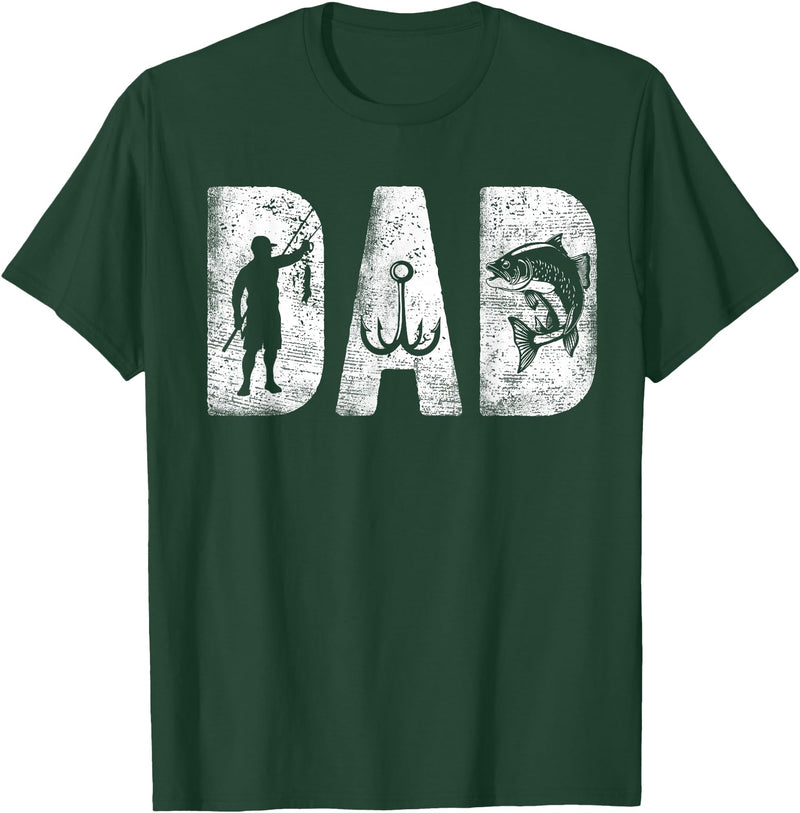 Fishing Gifts for Dad Birthday Fisherman Fishing Dad Classic Bold Font Father's Day Fish Daddy T-Shirt - Dark Green