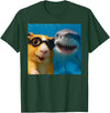 Selfie Guinea Pig and Shark Summer Scuba Diving Funny Guinea Pig Selfie with Shark Ocean Lovers T-Shirt - Dark Green